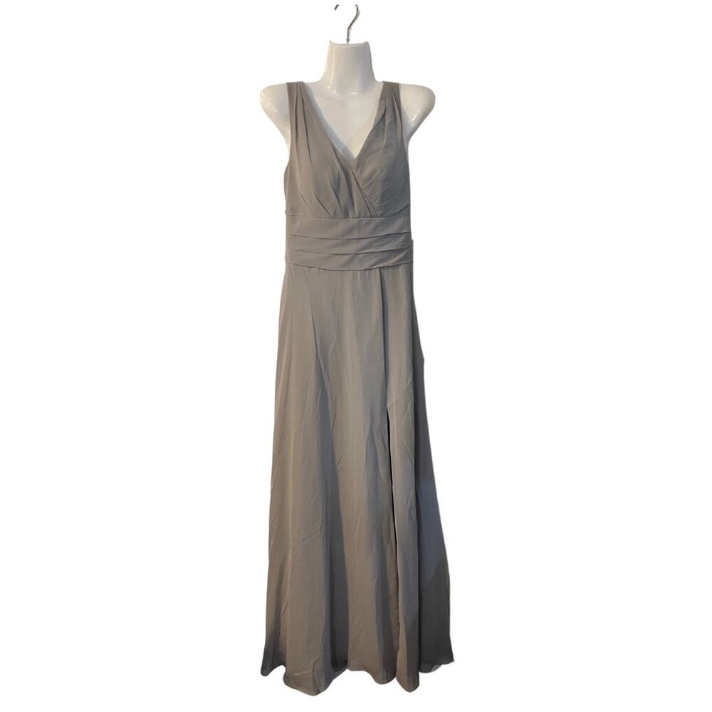 AZAZIE Chiffon Steel Gray Bridesmaid Dress SZ 4 Ruching Formal Elegant Wedding